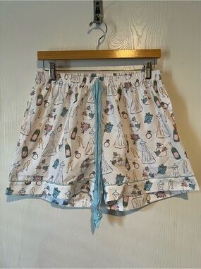 Mud Pie Champagne Ring Bride Pajama Bottoms Lounge Shorts w/Pockets Women Sz S
